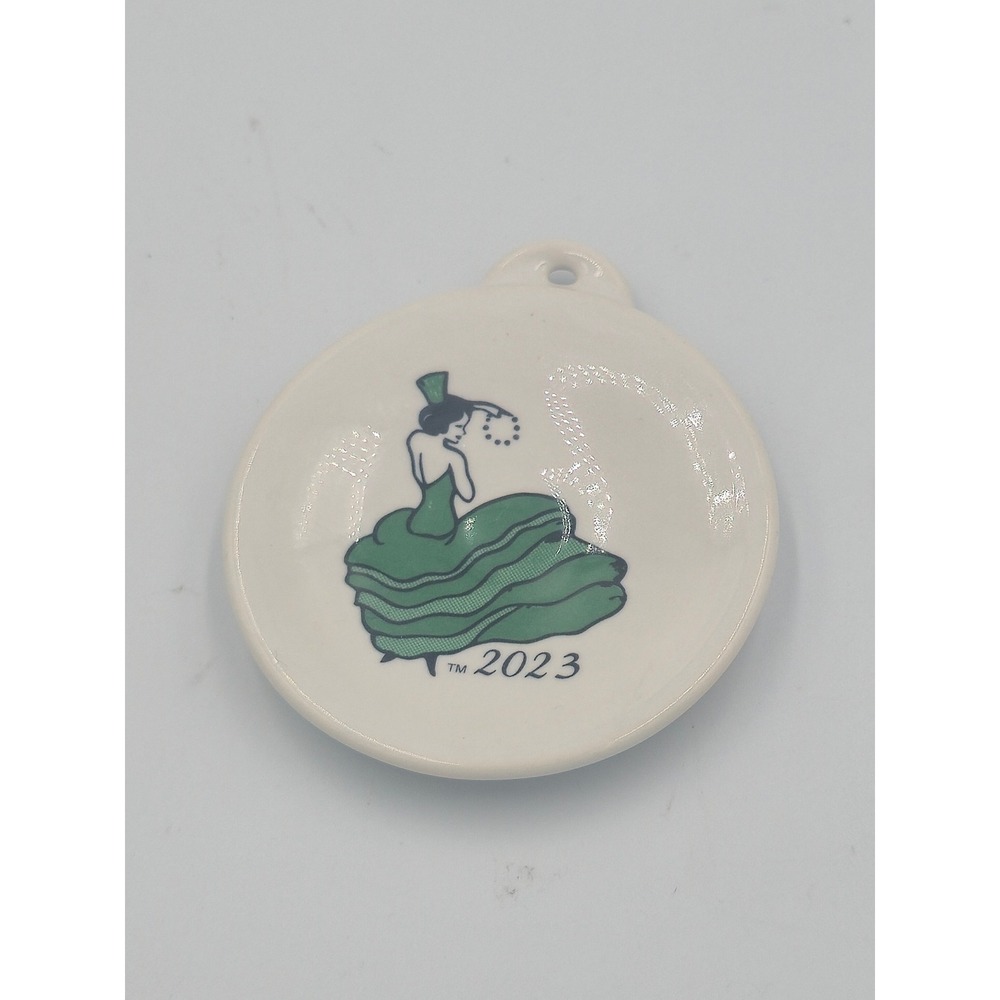 Fiesta Tableware 2023 Dancing Lady Ceramic Ornament White Green Made in USA